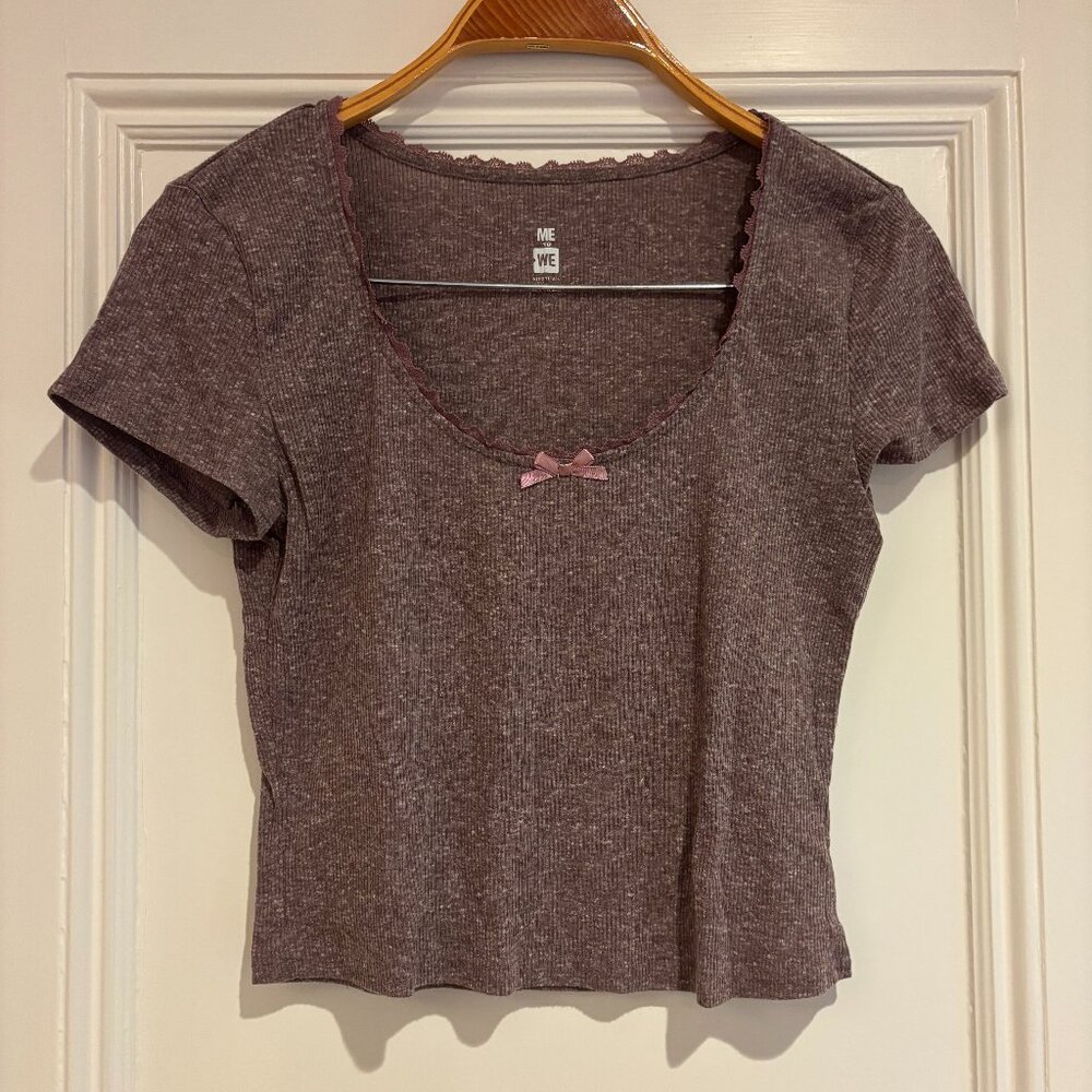 Me to We (Pacsun) Purple Fitted  Scoop Neck Top - Women's L